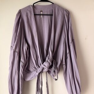 Free People Purple Tie Front Blouse